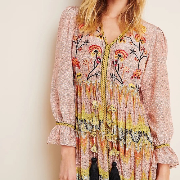 Anthropologie Bhanuni by Jyoti Giorgia Embroidered Maxi Dress NWOT - Picture 2 of 12